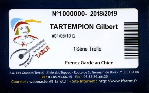 Carte de licencié de tarot FFT